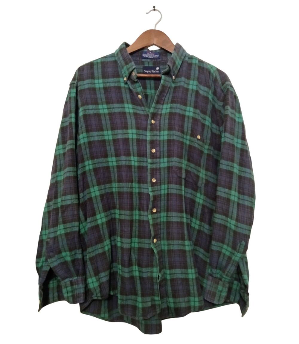 VTG Stanley Blacker Black Watch Plaid Flannel Shirt Cotton Tartan Grunge SZ XL
